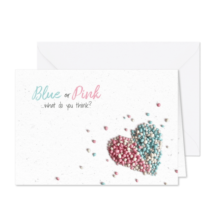 Uitnodiging muizenhart gender reveal party - Kaartimpressie