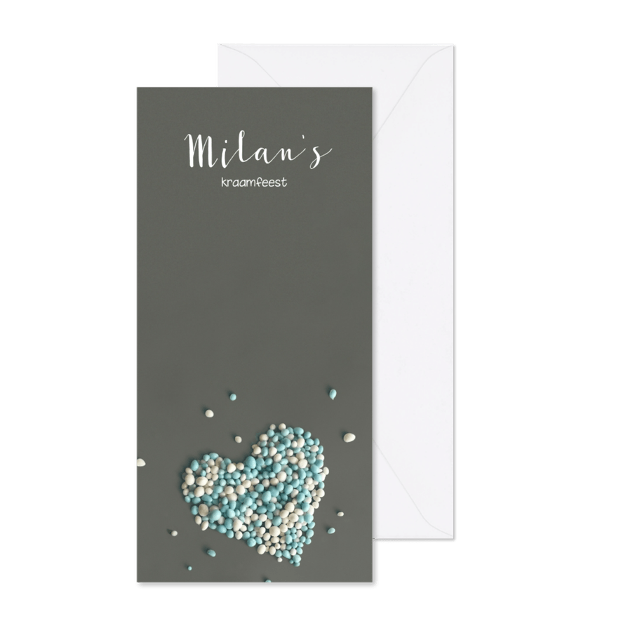 Uitnodiging muizenhart jongen - Kaartimpressie