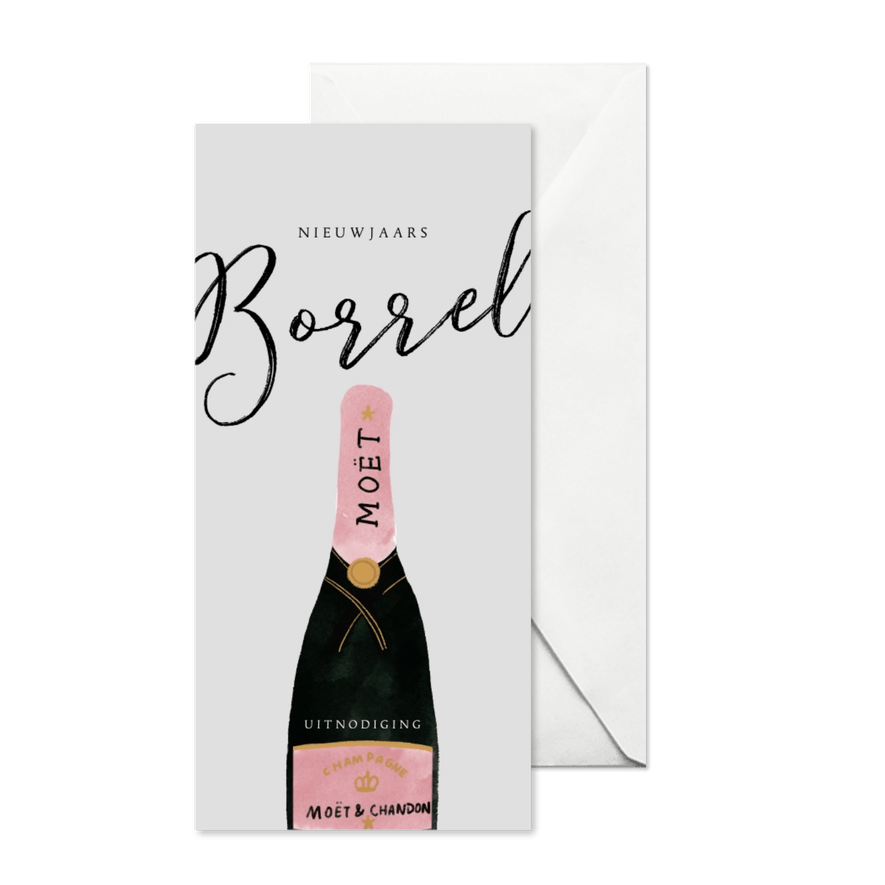 Uitnodiging nieuwjaarsborrel champagne - Kaartimpressie