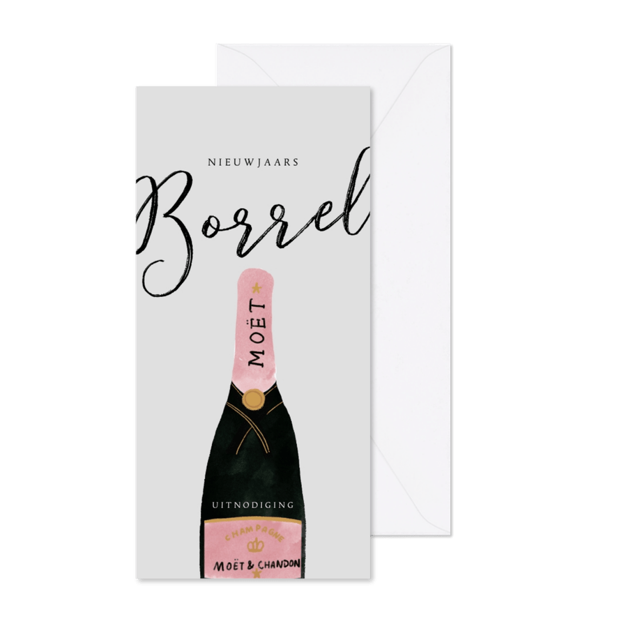 Uitnodiging nieuwjaarsborrel champagne - Kaartimpressie