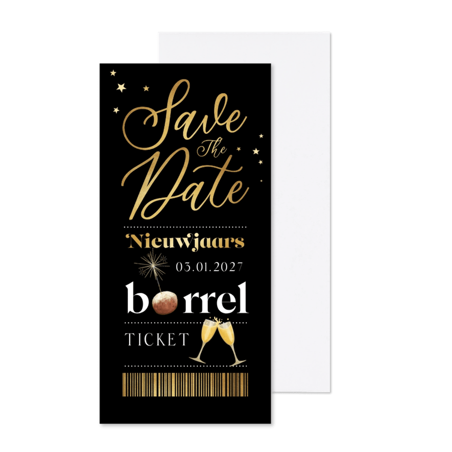 Uitnodiging nieuwjaarsborrel save the date - Kaartimpressie
