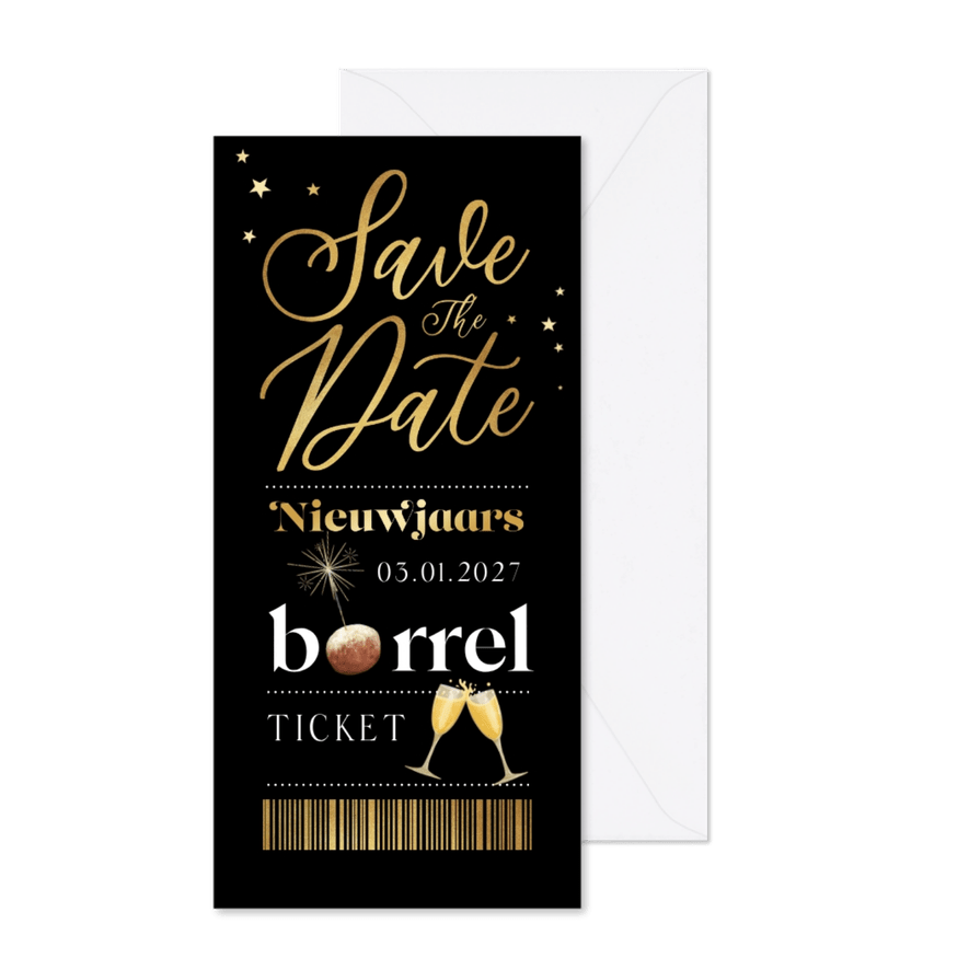 Uitnodiging nieuwjaarsborrel save the date - Kaartimpressie