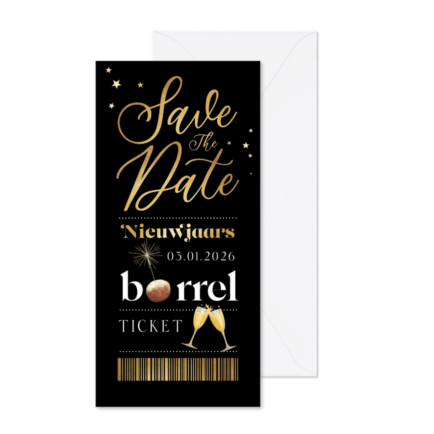 Uitnodiging nieuwjaarsborrel save the date - Kaartimpressie