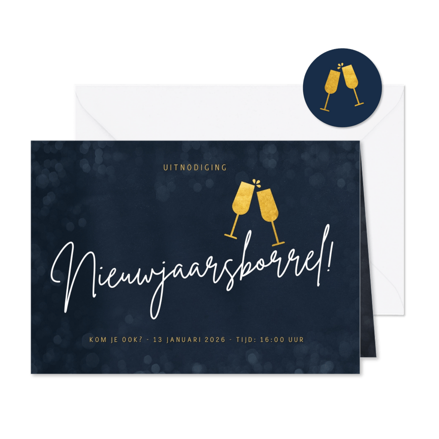 Uitnodiging nieuwjaarsborrel voor personeel  - Kaartimpressie