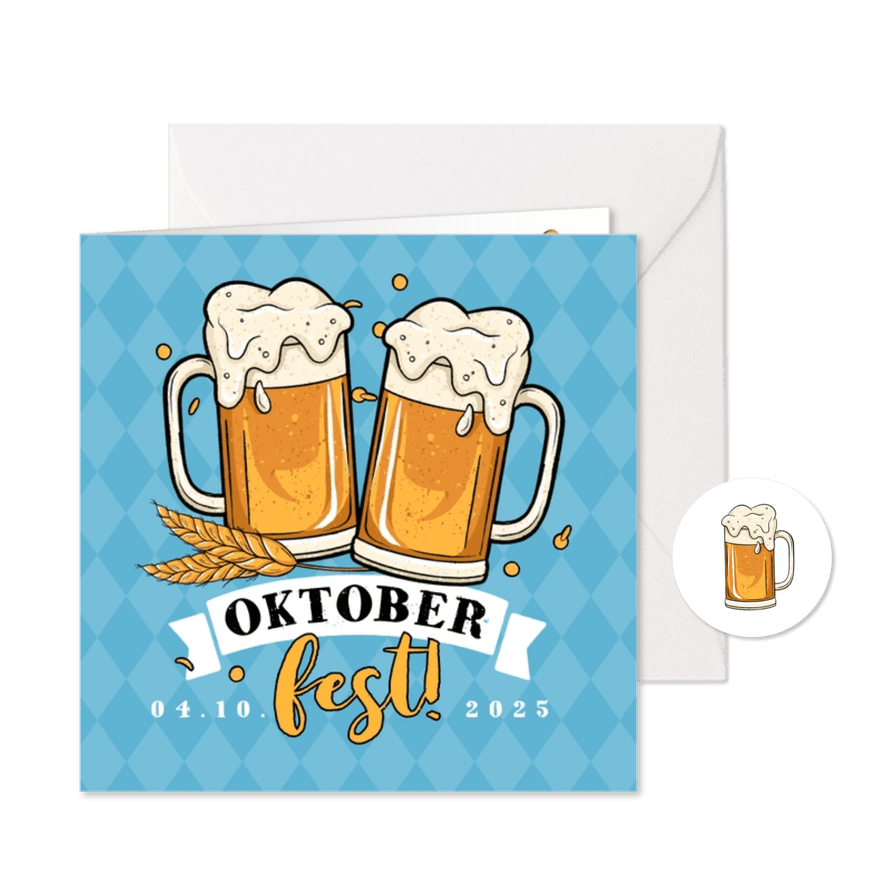 Uitnodiging oktoberfest bier illustratie confetti - Kaartimpressie