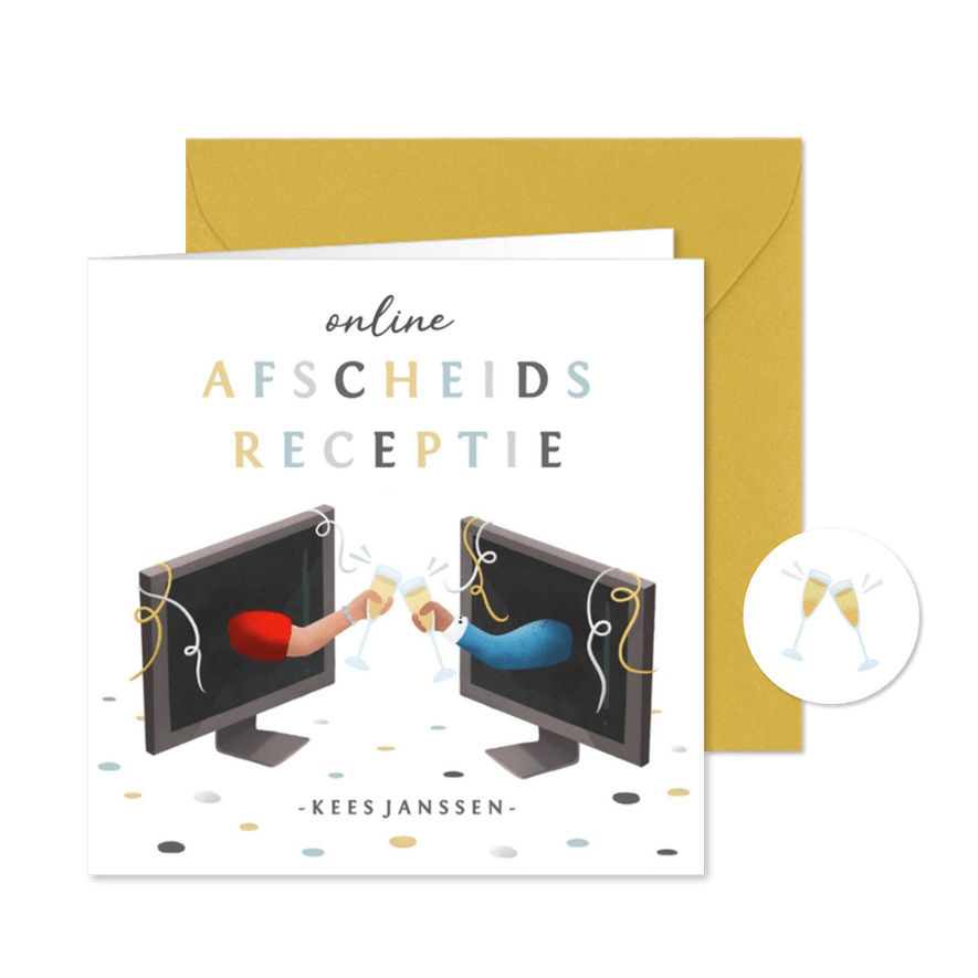 Uitnodiging online afscheidsreceptie of borrel - Kaartimpressie