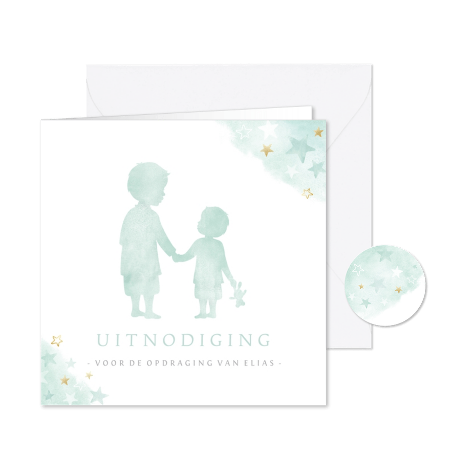 Uitnodiging opdraging met kleine & grote broer - Kaartimpressie