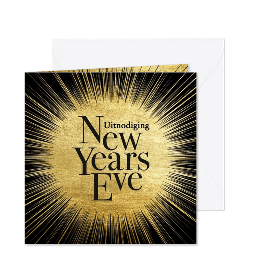 Uitnodiging oud en nieuw gouden ster met typografie - Kaartimpressie