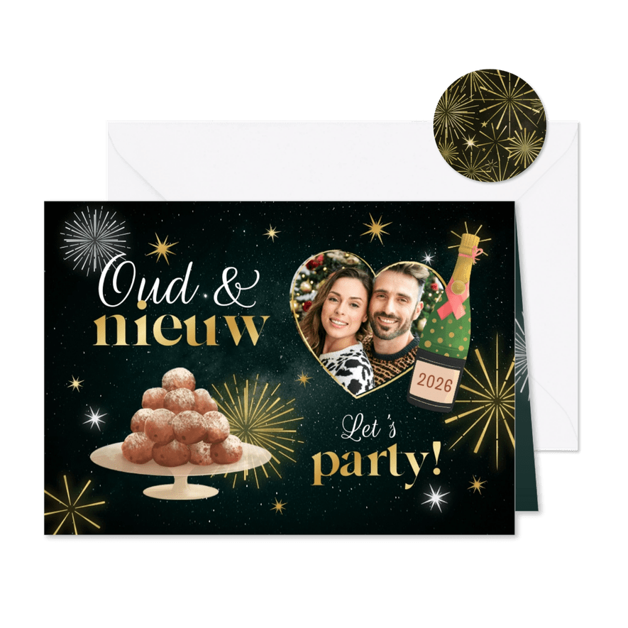 Uitnodiging oudejaarsavond oud & nieuw party vuurwerk - Kaartimpressie