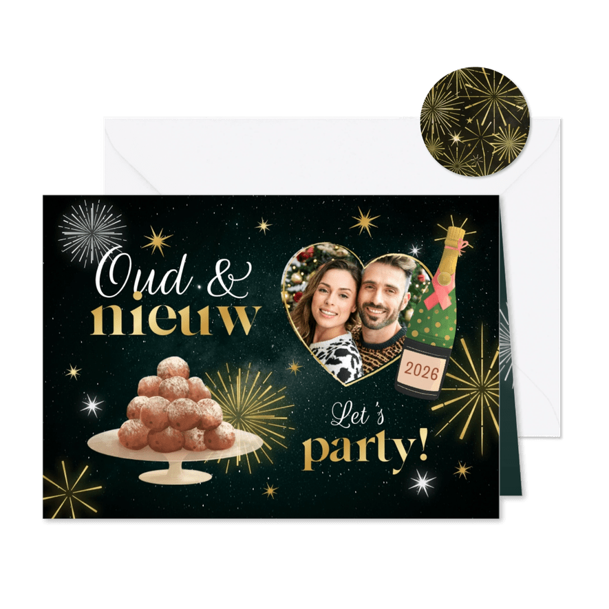 Uitnodiging oudejaarsavond oud & nieuw party vuurwerk - Kaartimpressie