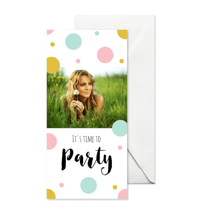 Uitnodiging party confetti - Kaartimpressie