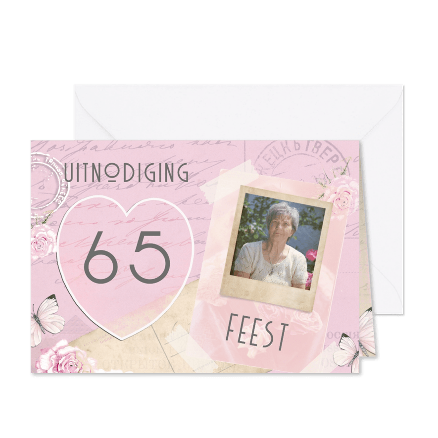 Uitnodiging pensioen vintage - Kaartimpressie