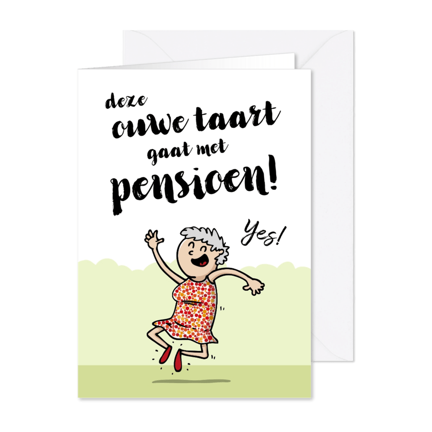 Uitnodiging pensioenfeest ouwe taart - Kaartimpressie