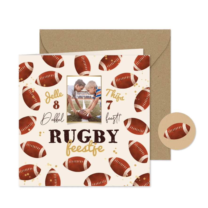 Uitnodiging rugby feestje sporten feesten stoer foto - Kaartimpressie