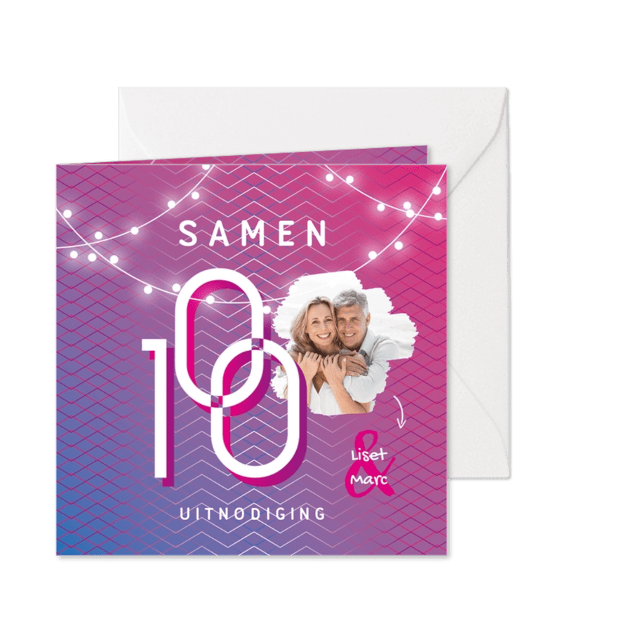 Uitnodiging samen 100 hip feest grafisch modern foto - Kaartimpressie