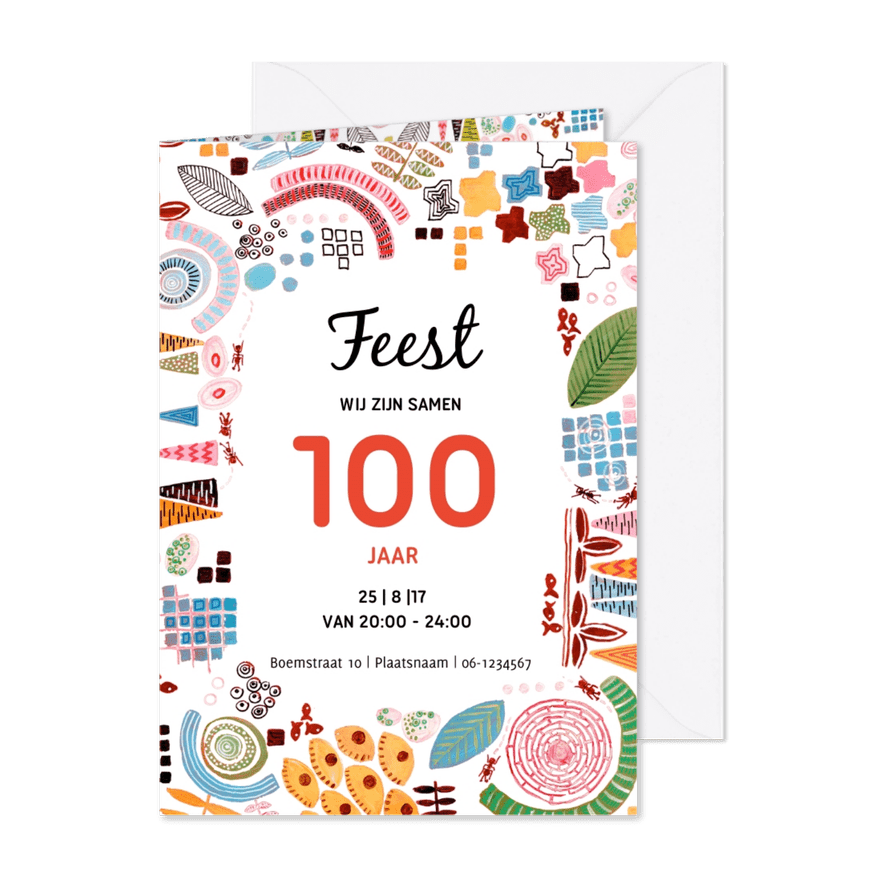 Uitnodiging samen 100 jaar feest - Kaartimpressie