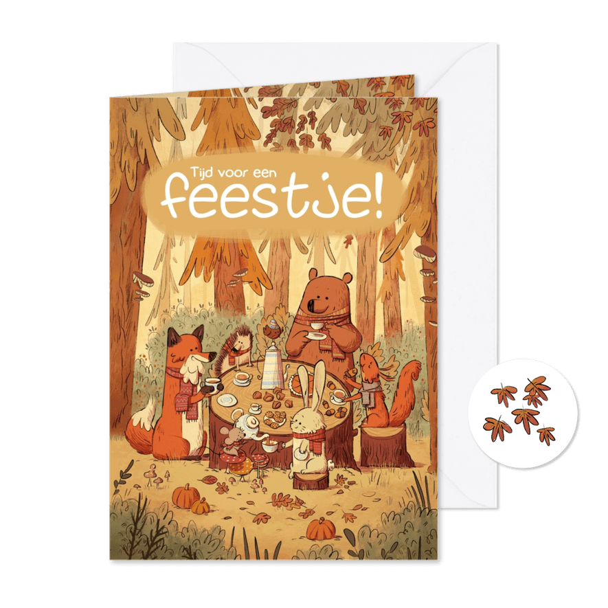 Uitnodiging schattige dieren in het bos kinderfeestje - Kaartimpressie