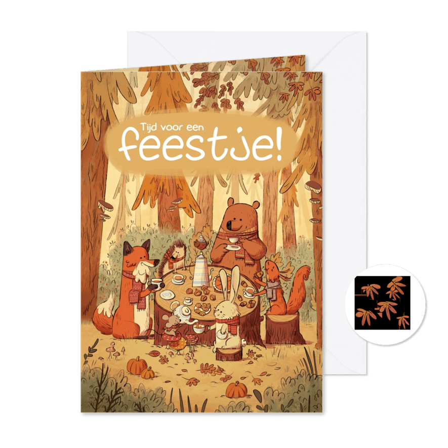 Uitnodiging schattige dieren in het bos kinderfeestje - Kaartimpressie