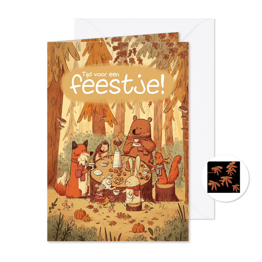 Uitnodiging schattige dieren in het bos kinderfeestje - Kaartimpressie