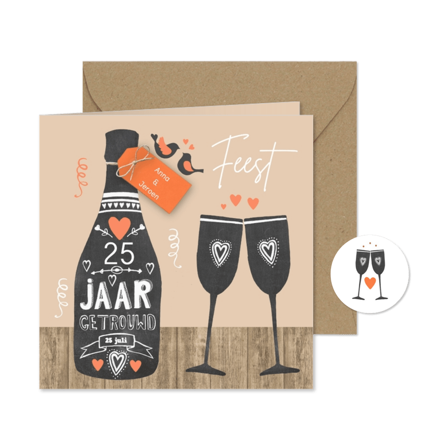 Uitnodiging schoolbordfles - Kaartimpressie