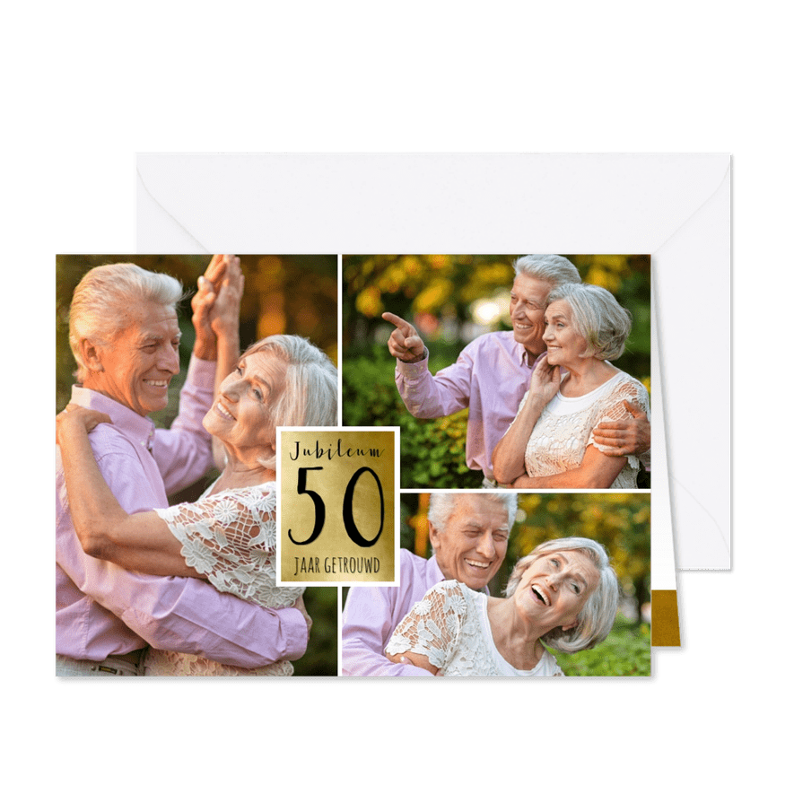Uitnodiging stijlvolle fotocollage - Kaartimpressie