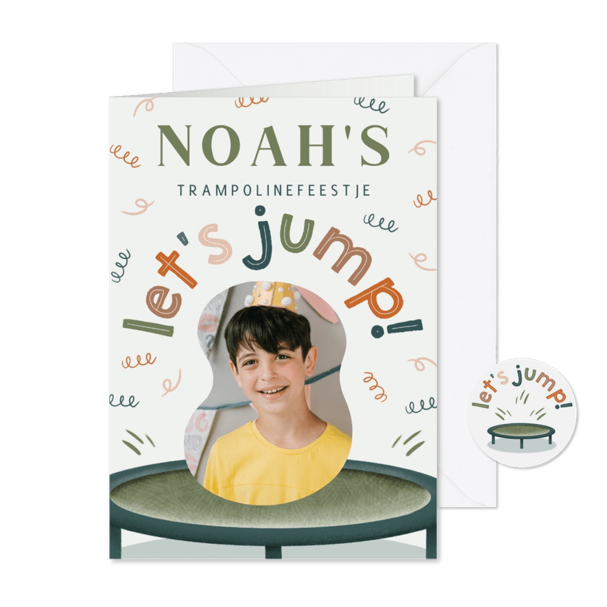 Uitnodiging stoer trampolinefeestje  - Kaartimpressie