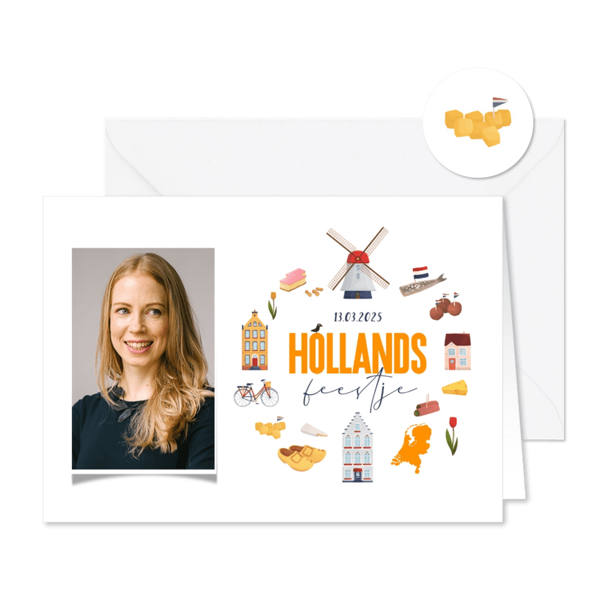 Uitnodiging thema molen borrel foto Hollands feestje  - Kaartimpressie