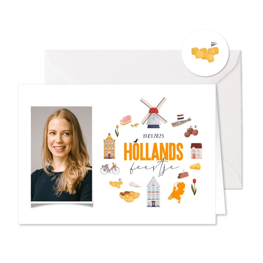 Uitnodiging thema molen borrel foto Hollands feestje - Kaartimpressie