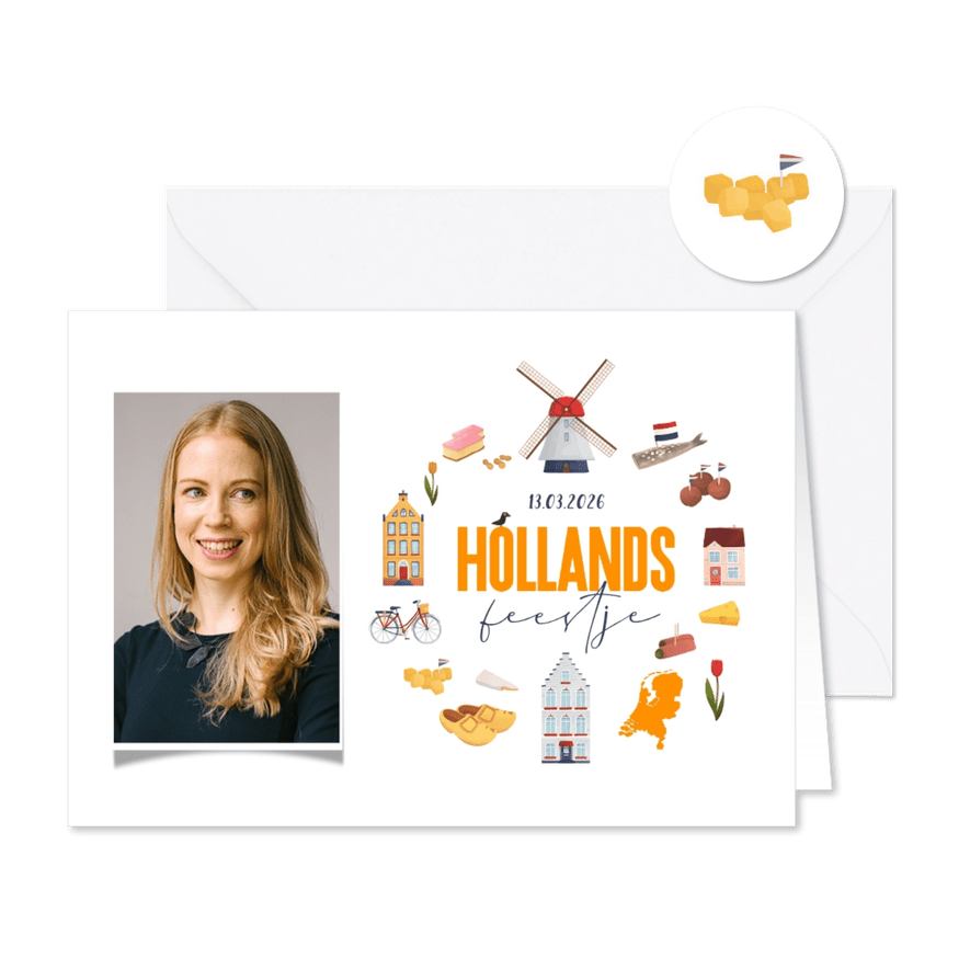 Uitnodiging thema molen borrel foto Hollands feestje - Kaartimpressie