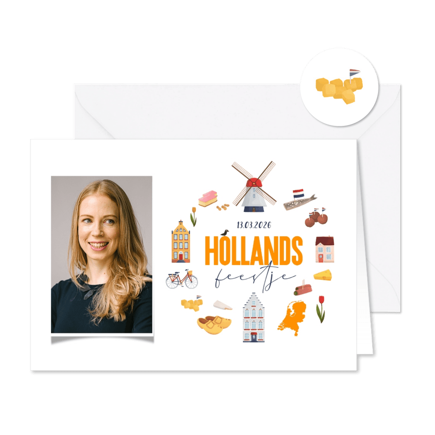 Uitnodiging thema molen borrel foto Hollands feestje - Kaartimpressie