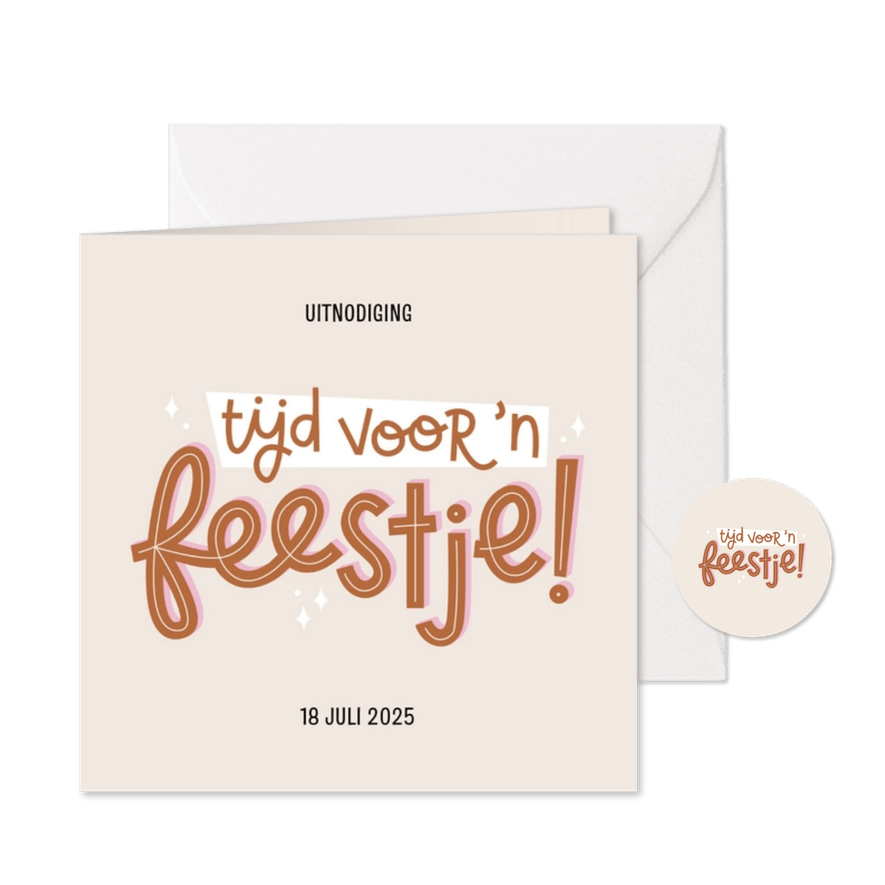 Uitnodiging tijd voor een feestje speels  - Kaartimpressie