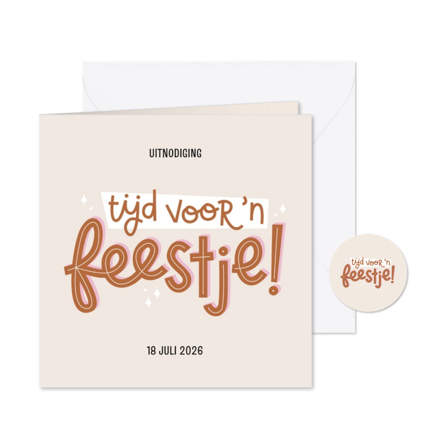 Uitnodiging tijd voor een feestje speels - Kaartimpressie