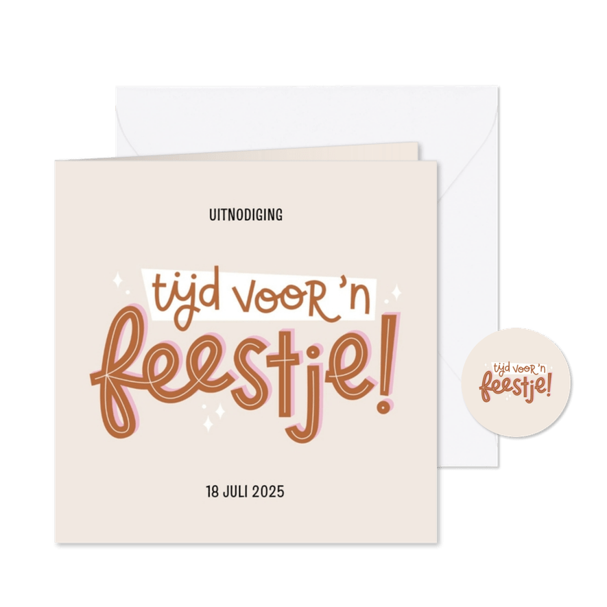 Uitnodiging tijd voor een feestje speels - Kaartimpressie
