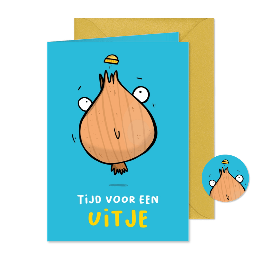Uitnodiging tijd voor een uitje vrolijk  - Kaartimpressie