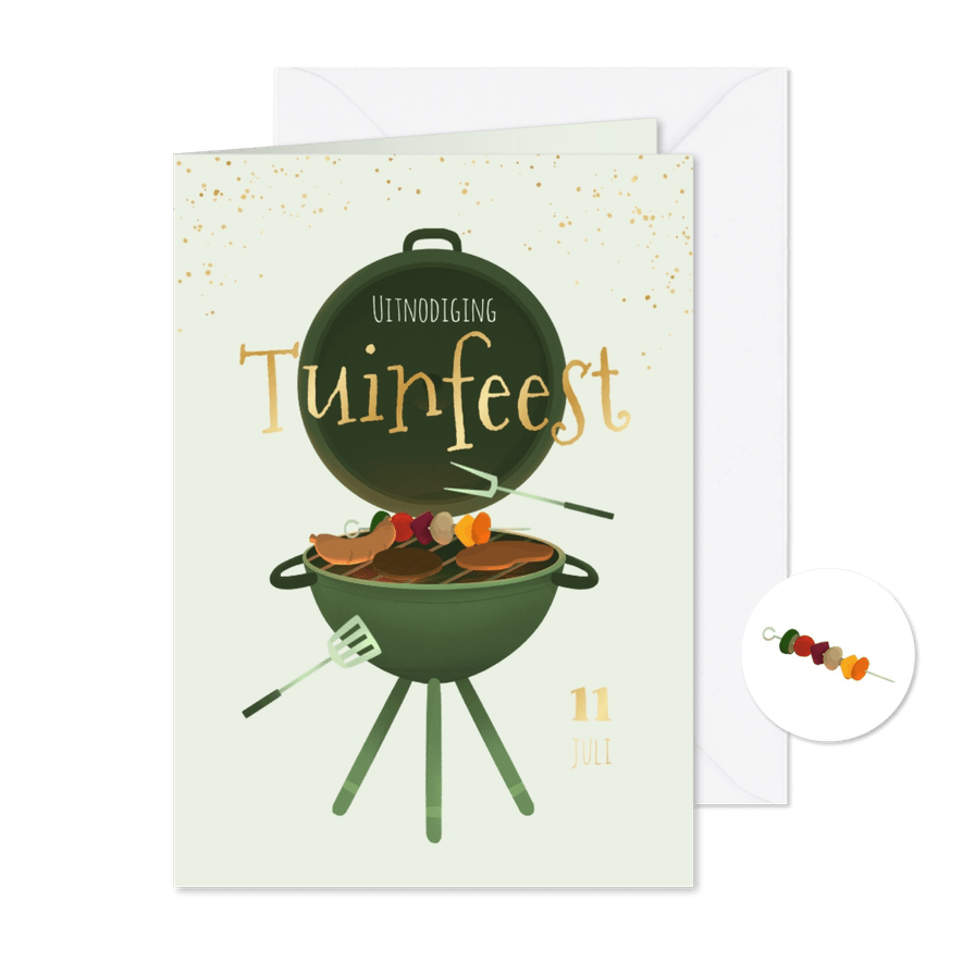 Uitnodiging tuinfeest bbq feestje drankjes - Kaartimpressie