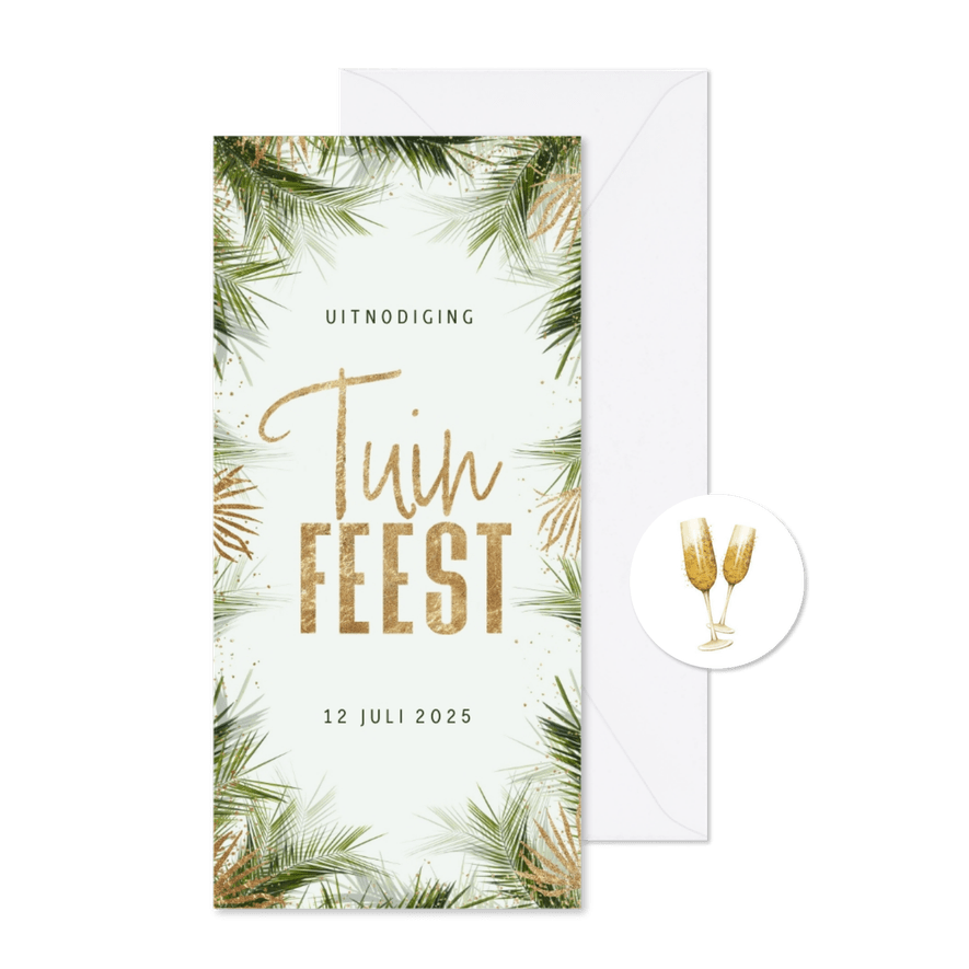 Uitnodiging tuinfeest botanisch goud palm - Kaartimpressie