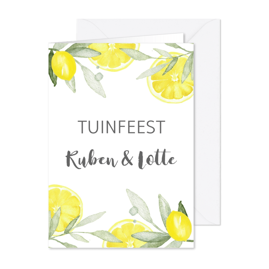 Uitnodiging tuinfeest citroen - Kaartimpressie