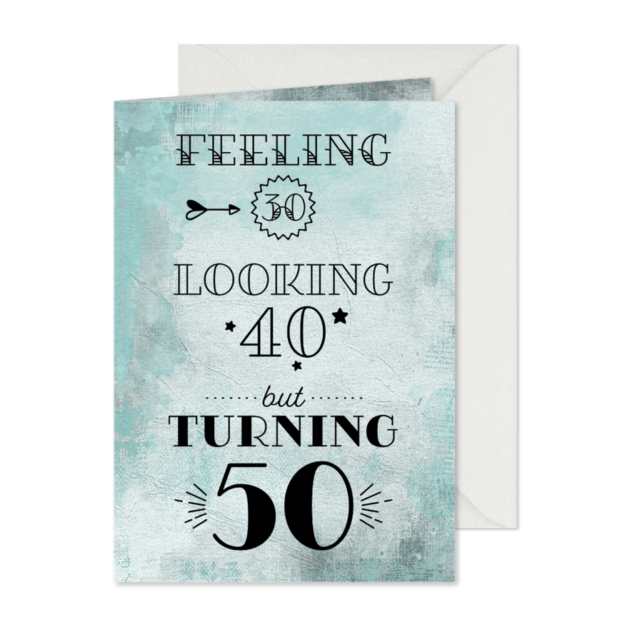 Uitnodiging turning 50 aquarel - Kaartimpressie