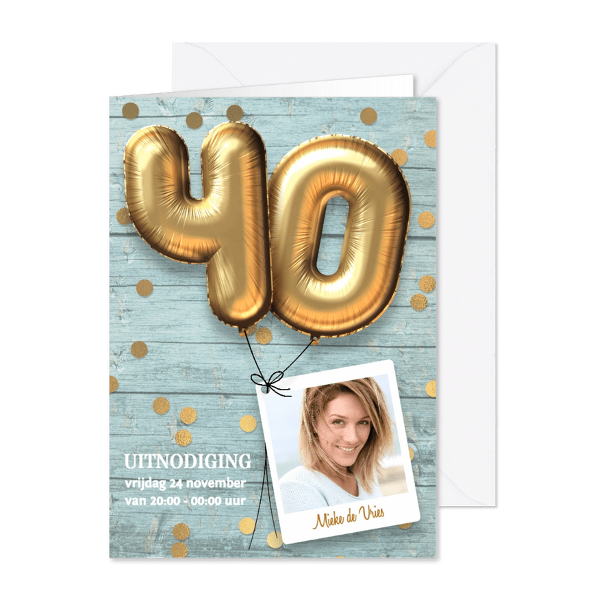 Uitnodiging verjaardag 40 jaar feest - Kaartimpressie
