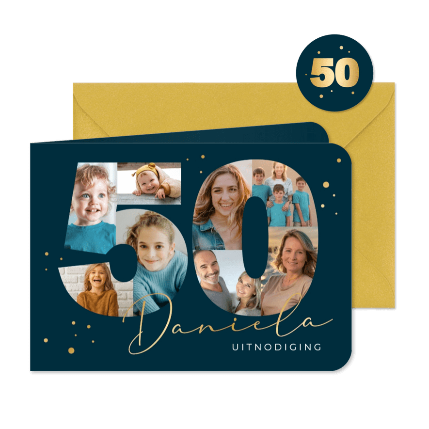 Uitnodiging verjaardag 50 jaar foto's in 50 - Kaartimpressie