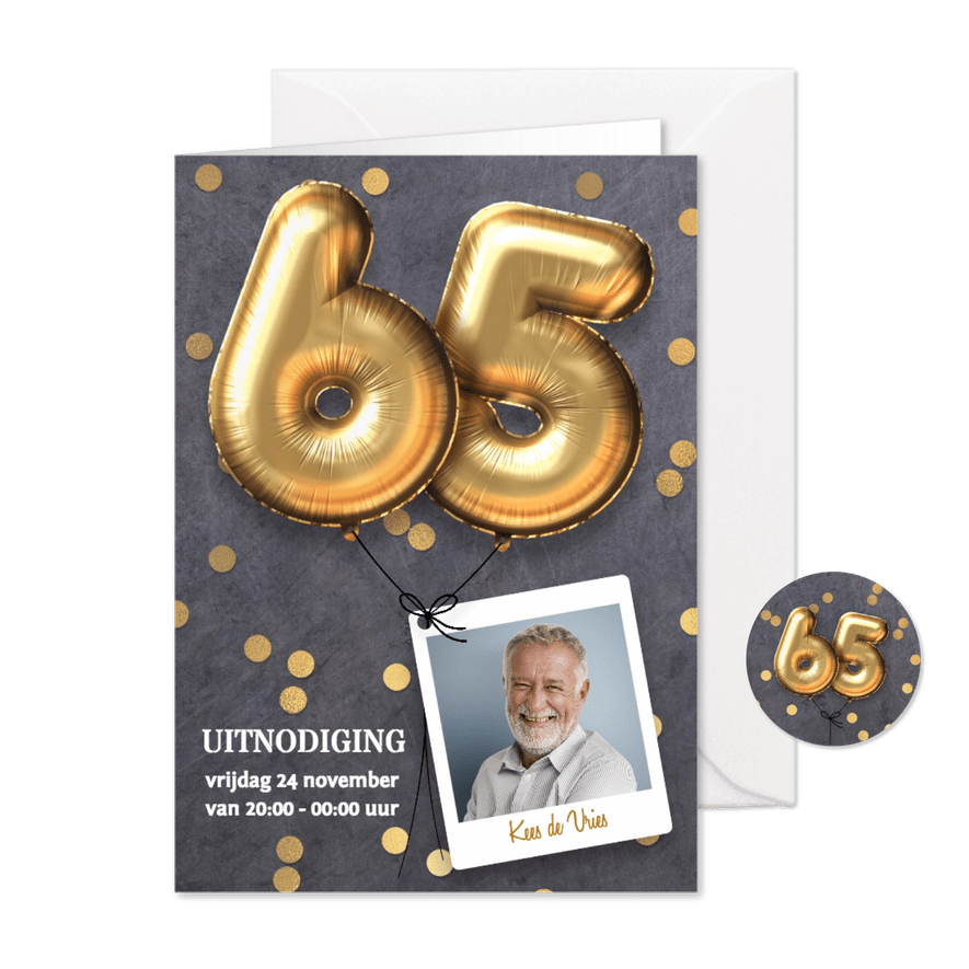 Uitnodiging verjaardag 65 jaar - Kaartimpressie