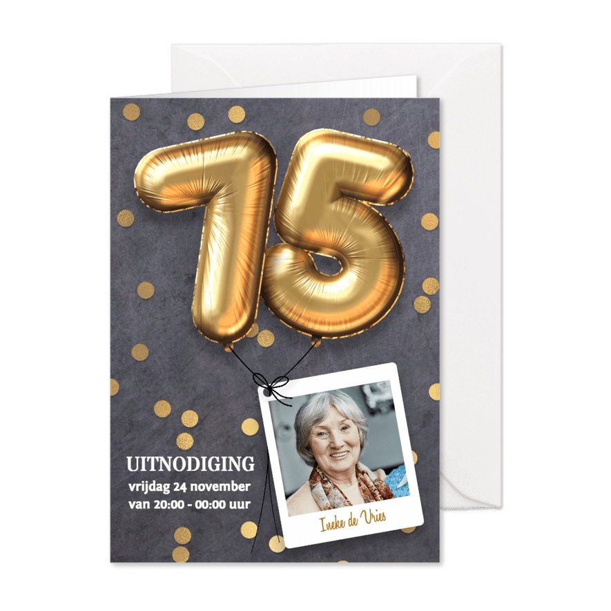 Uitnodiging verjaardag 75 jaar - Kaartimpressie