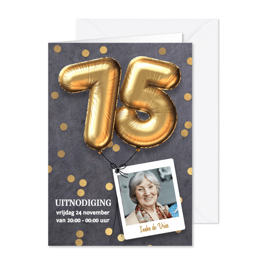 Uitnodiging verjaardag 75 jaar - Kaartimpressie