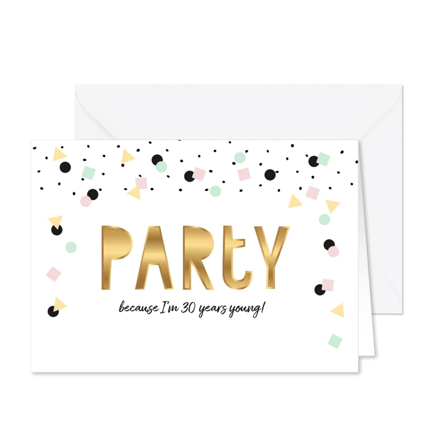 Uitnodiging verjaardag hip feestelijk eenvoudig - Kaartimpressie