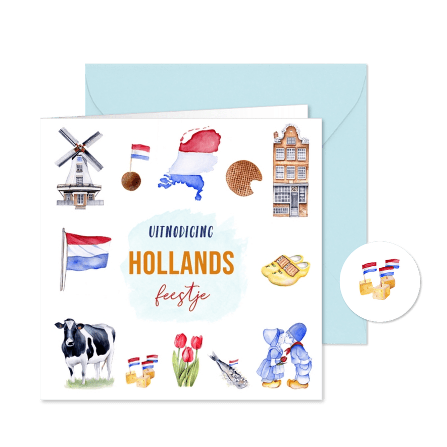 Uitnodiging verjaardag Holland thema - Kaartimpressie