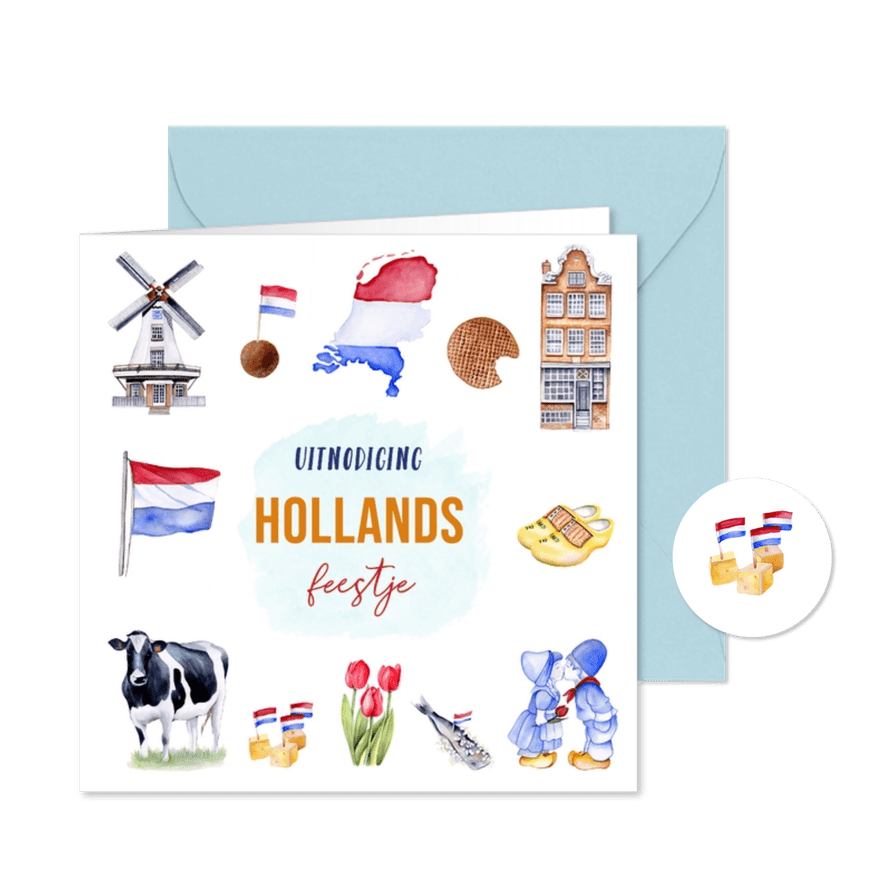 Uitnodiging verjaardag Holland thema - Kaartimpressie