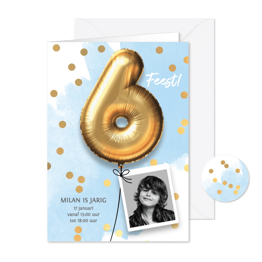 Uitnodiging verjaardag jongen 6 jaar - Kaartimpressie