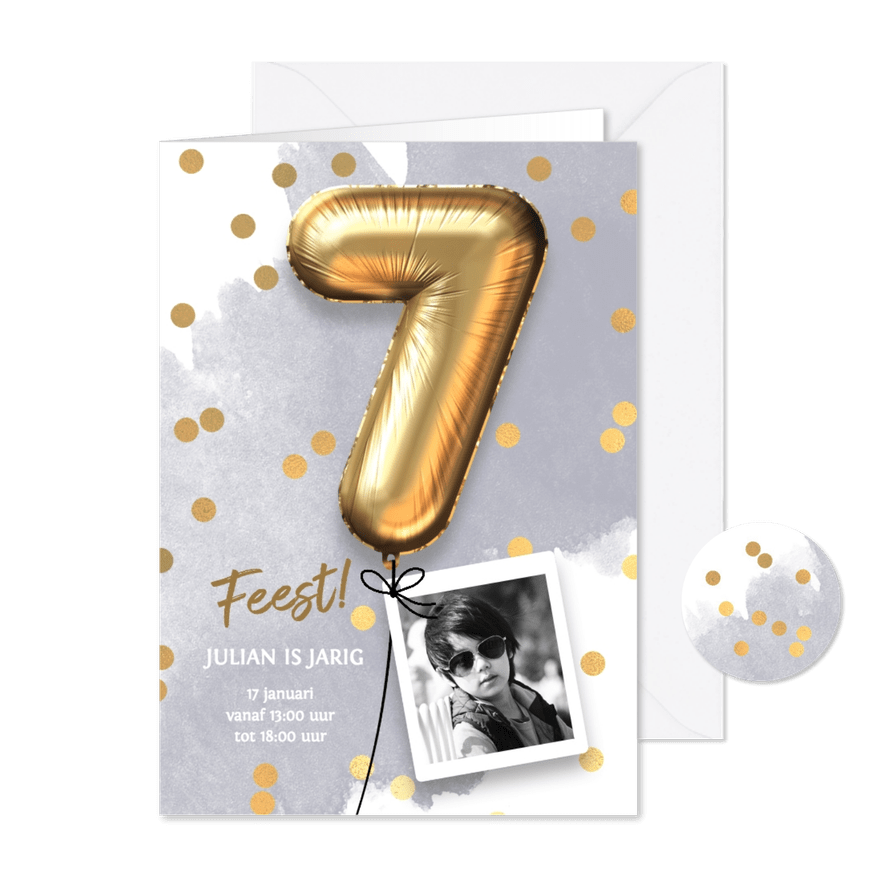 Uitnodiging verjaardag jongen 7 jaar - Kaartimpressie
