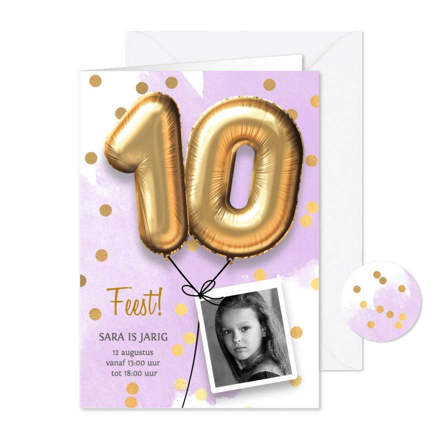 Uitnodiging verjaardag meisje 10 jaar - Kaartimpressie