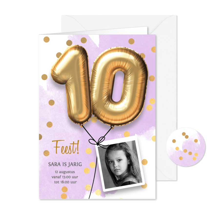 Uitnodiging verjaardag meisje 10 jaar - Kaartimpressie